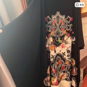 ETRO Black Floral KAFTAN Dress with Multicolor Accents. Made in Italy. Size:IT40